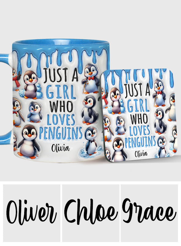 Mug personnalisé « Juste une fille qui aime les pingouins »