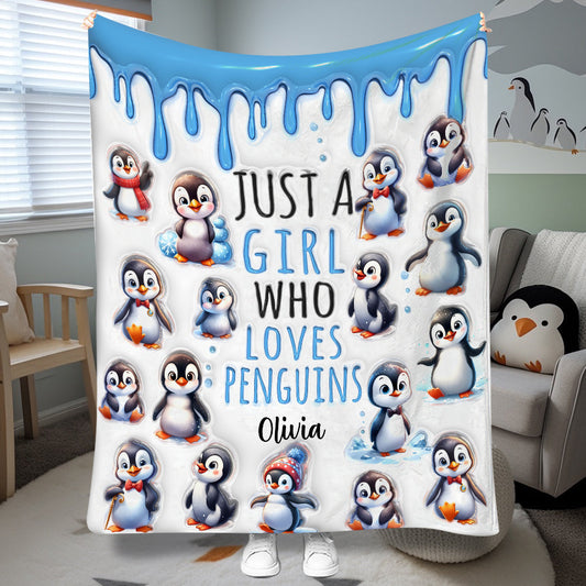 Couverture personnalisée « Juste une fille qui aime les pingouins »
