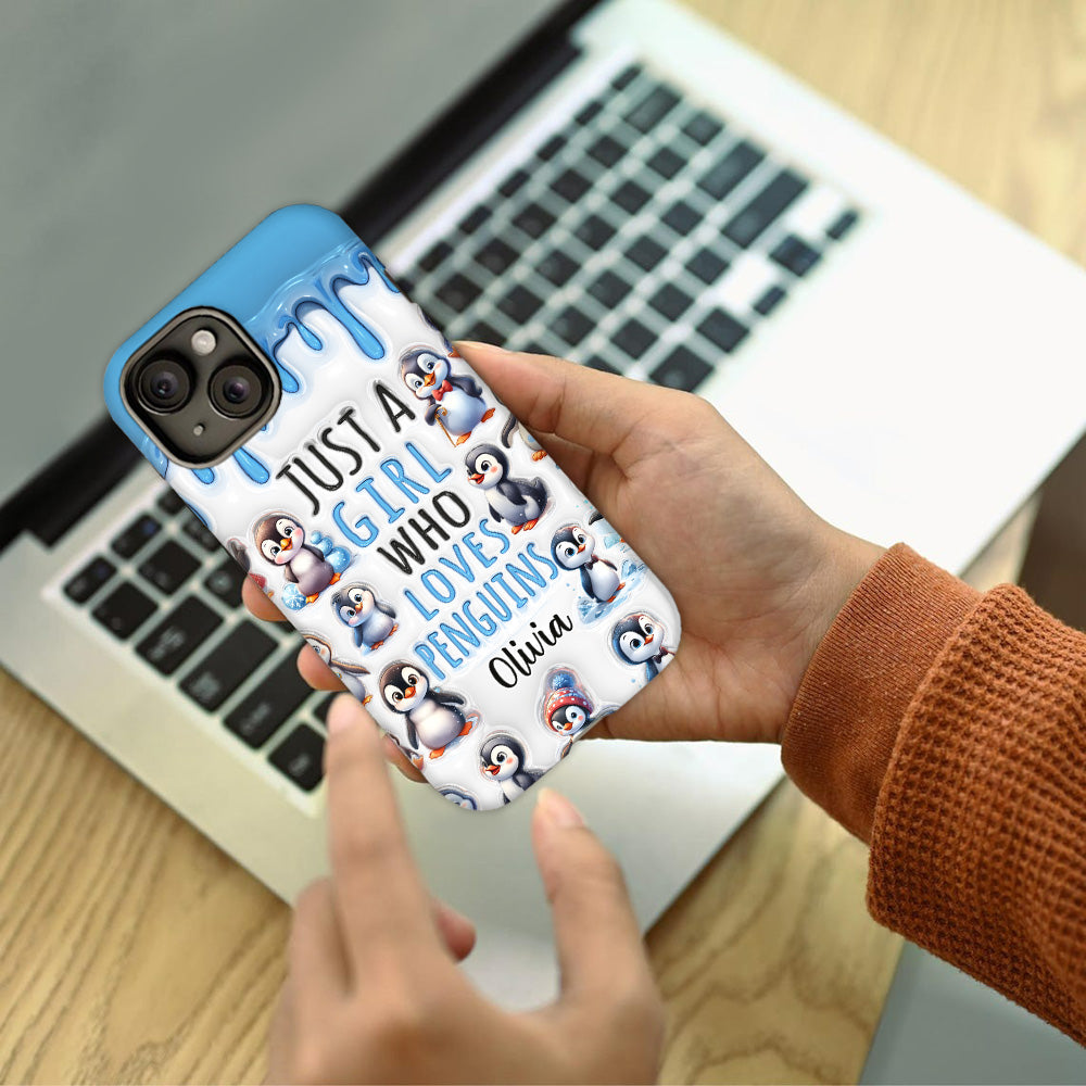 Just A Girl Who Loves Penguins - Personalized Penguin Lover Full Print Phone Case