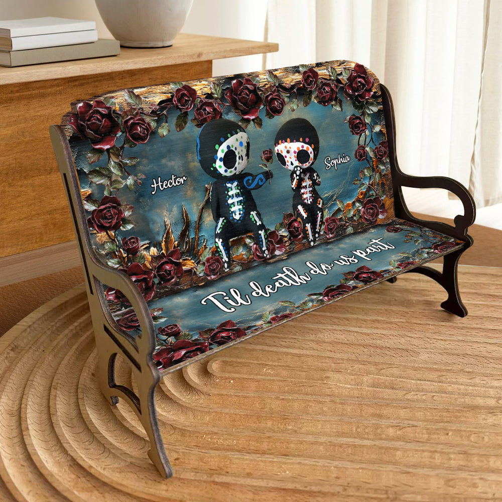 Til Death Do Us Part - Personalized Skull Wooden Bench