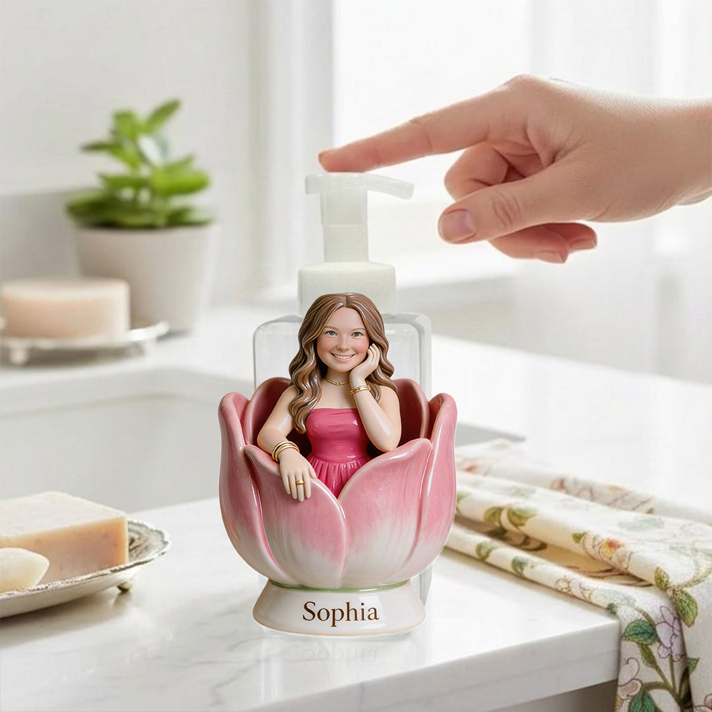 Custom Any Photo Favorite Flower - Personalized Flower Lover Soap Dispenser