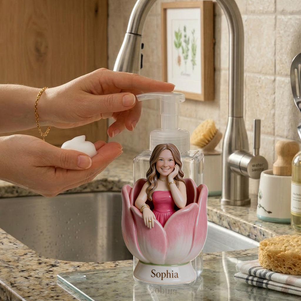 Custom Any Photo Favorite Flower - Personalized Flower Lover Soap Dispenser