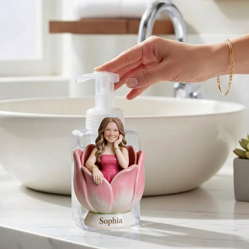 Custom Any Photo Favorite Flower - Personalized Flower Lover Soap Dispenser