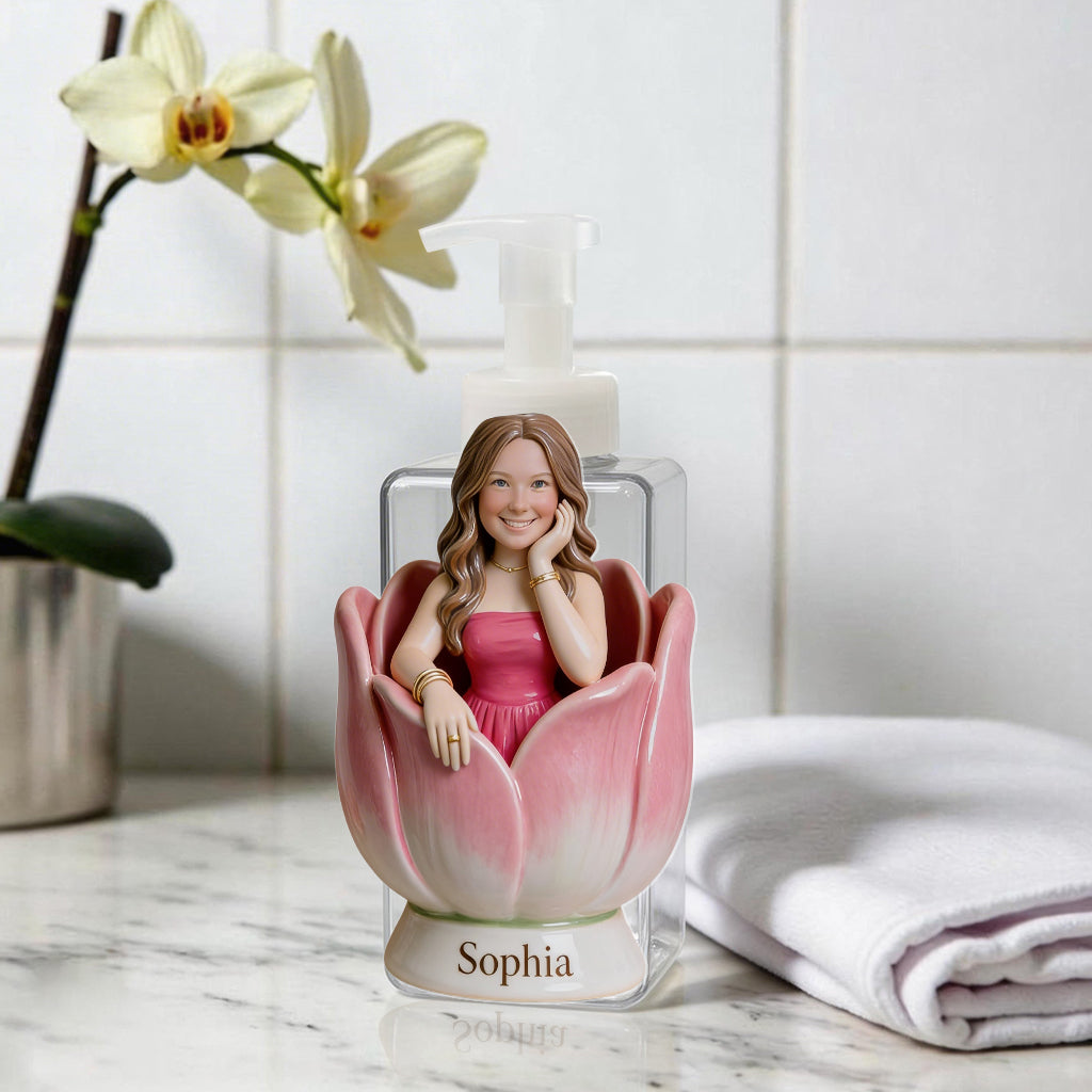 Custom Any Photo Favorite Flower - Personalized Flower Lover Soap Dispenser