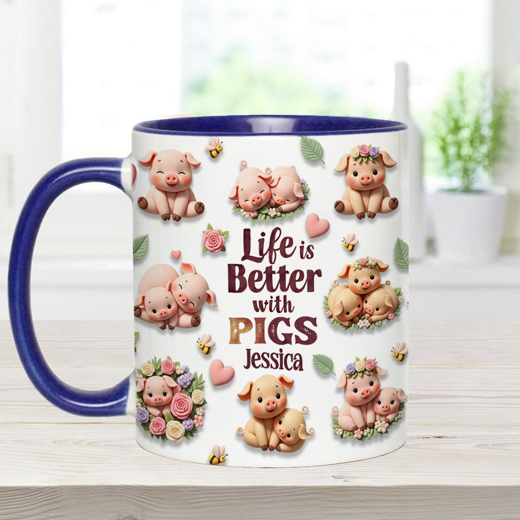Mug personnalisé « Juste une fille qui aime les cochons »