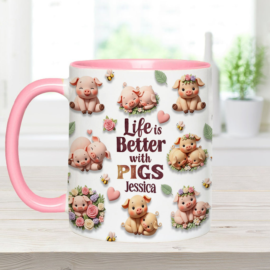 Mug personnalisé « Juste une fille qui aime les cochons »