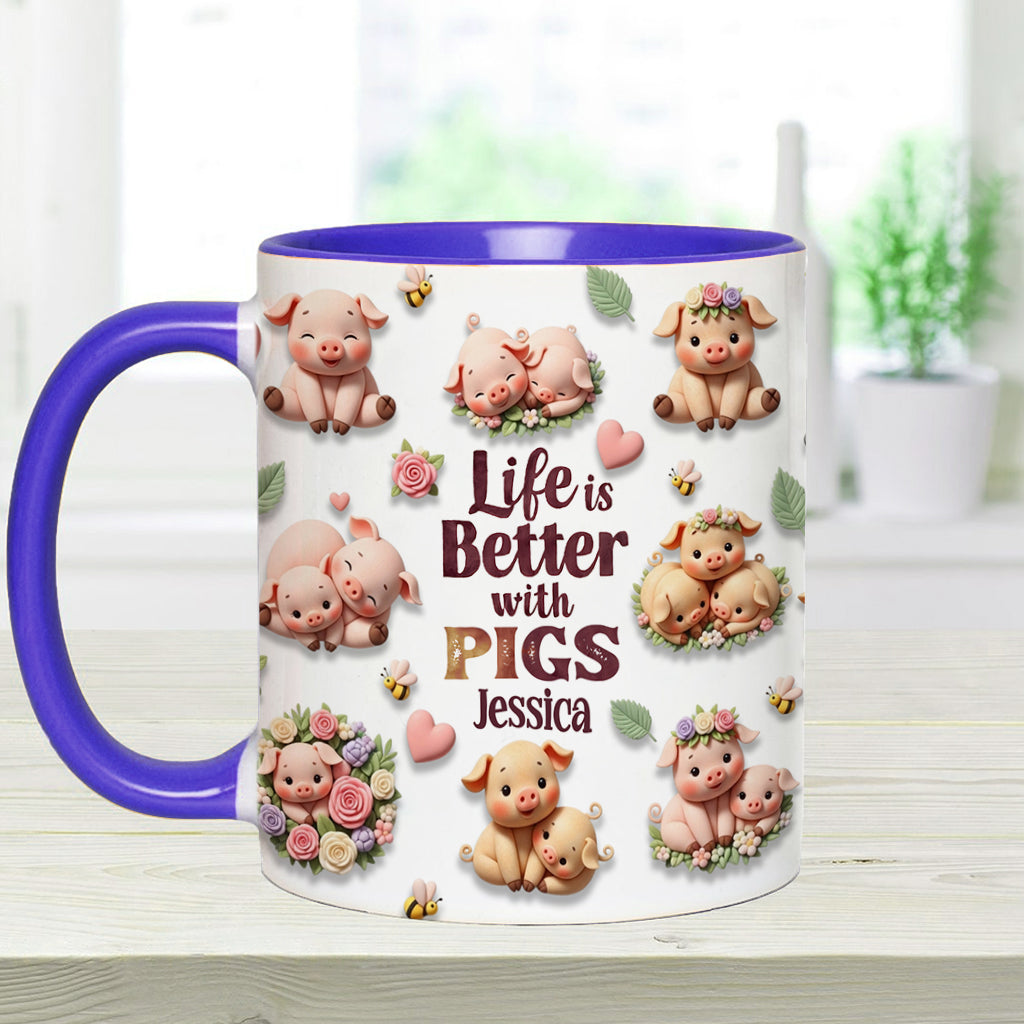 Mug personnalisé « Juste une fille qui aime les cochons »