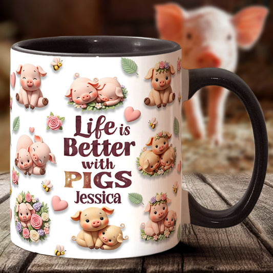 Mug personnalisé « Juste une fille qui aime les cochons »