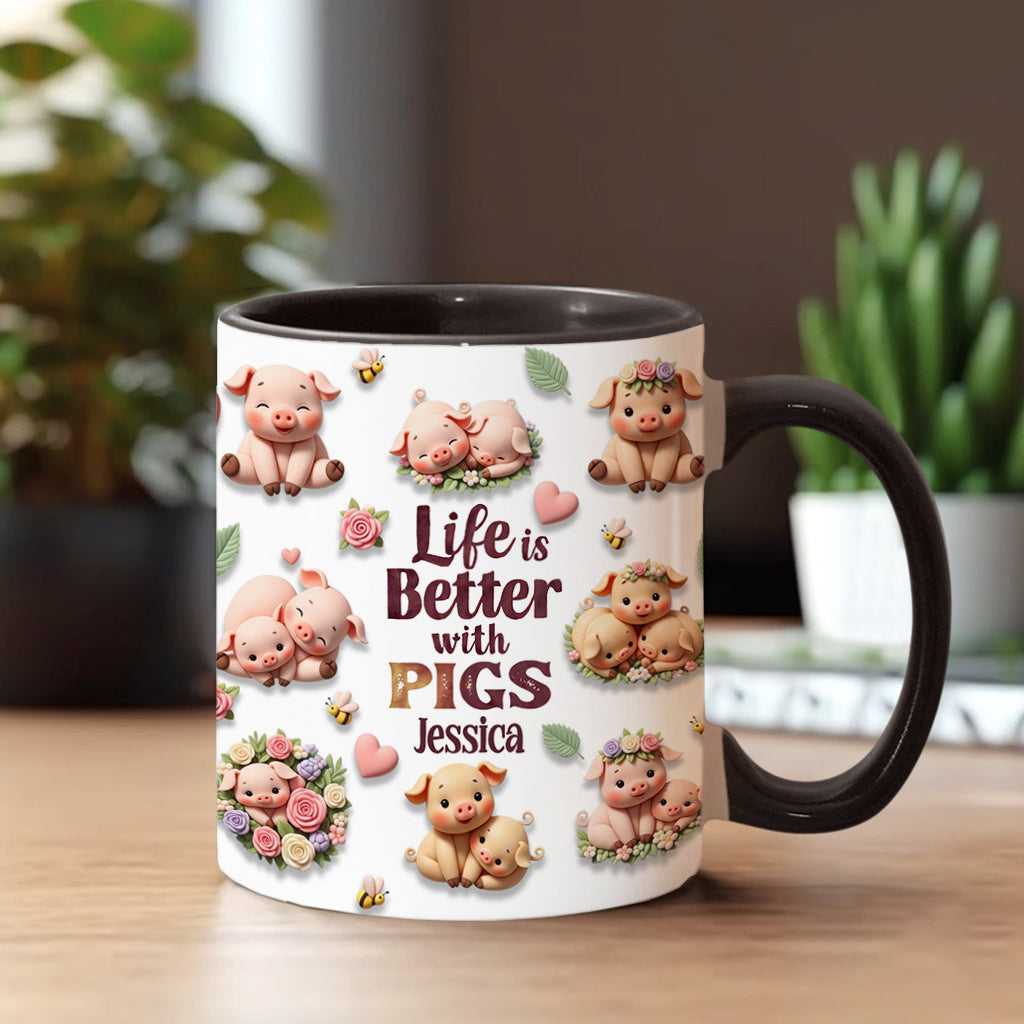 Mug personnalisé « Juste une fille qui aime les cochons »
