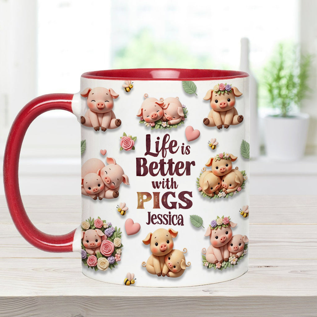 Mug personnalisé « Juste une fille qui aime les cochons »