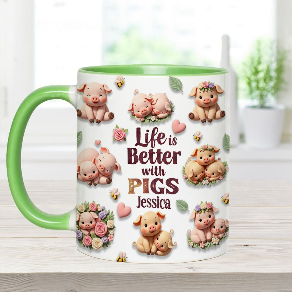 Mug personnalisé « Juste une fille qui aime les cochons »