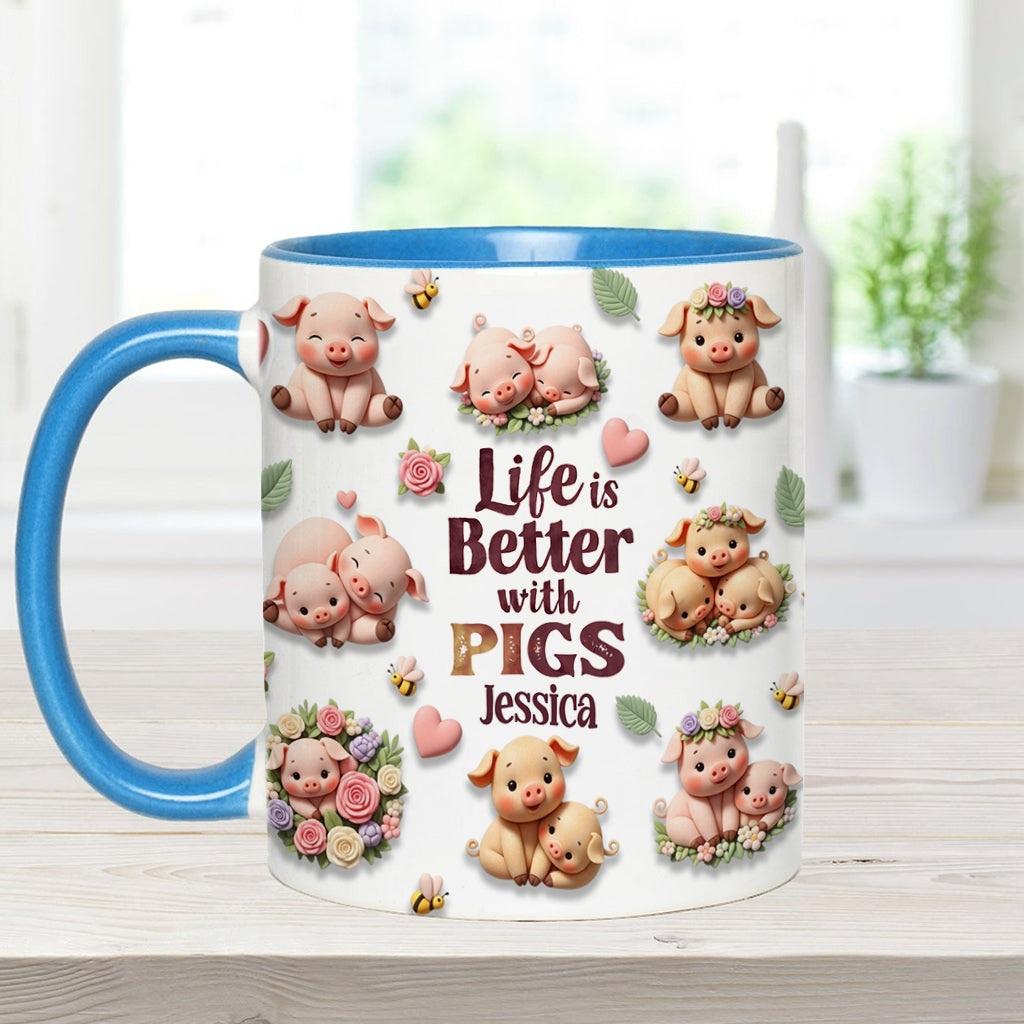 Mug personnalisé « Juste une fille qui aime les cochons »