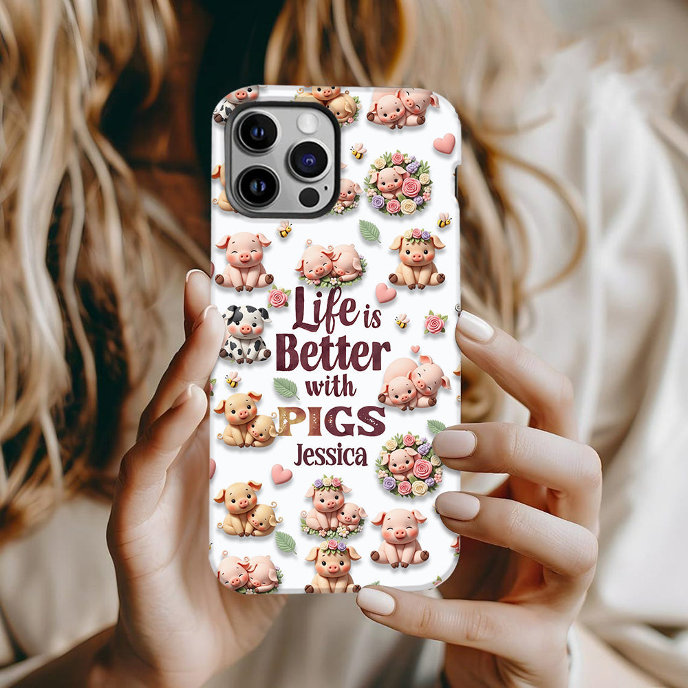 Just A Girl Who Loves Pigs - Personalized Pig Lover Full Print Phone Case