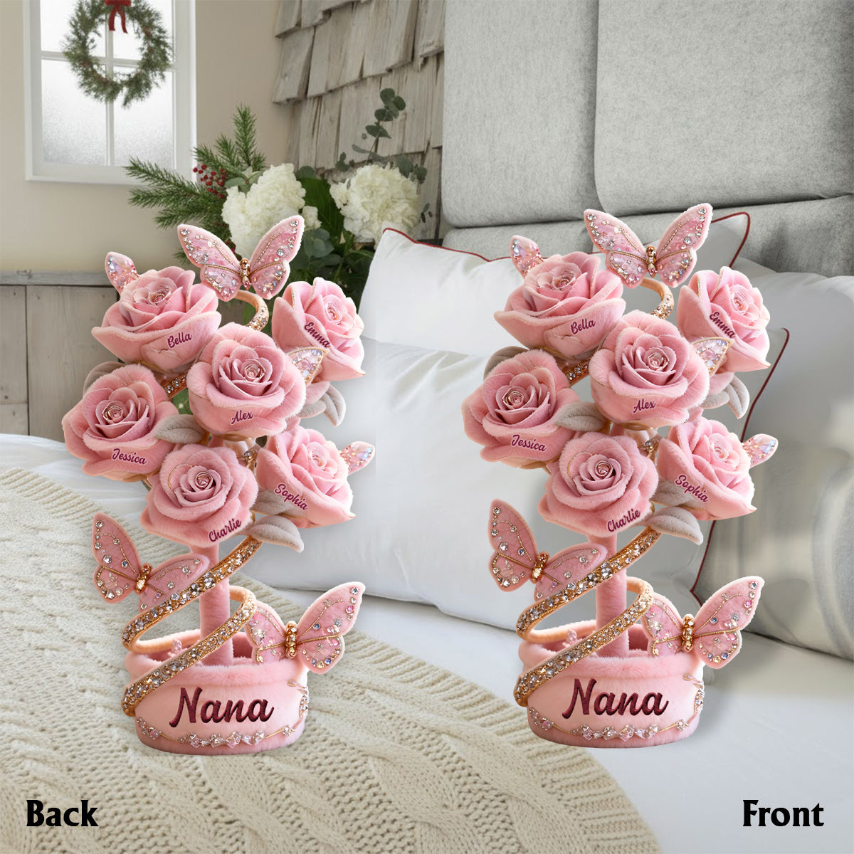 Grandma And Mom's Garden - Personalized Mother Faux Fur Shaped Pillow