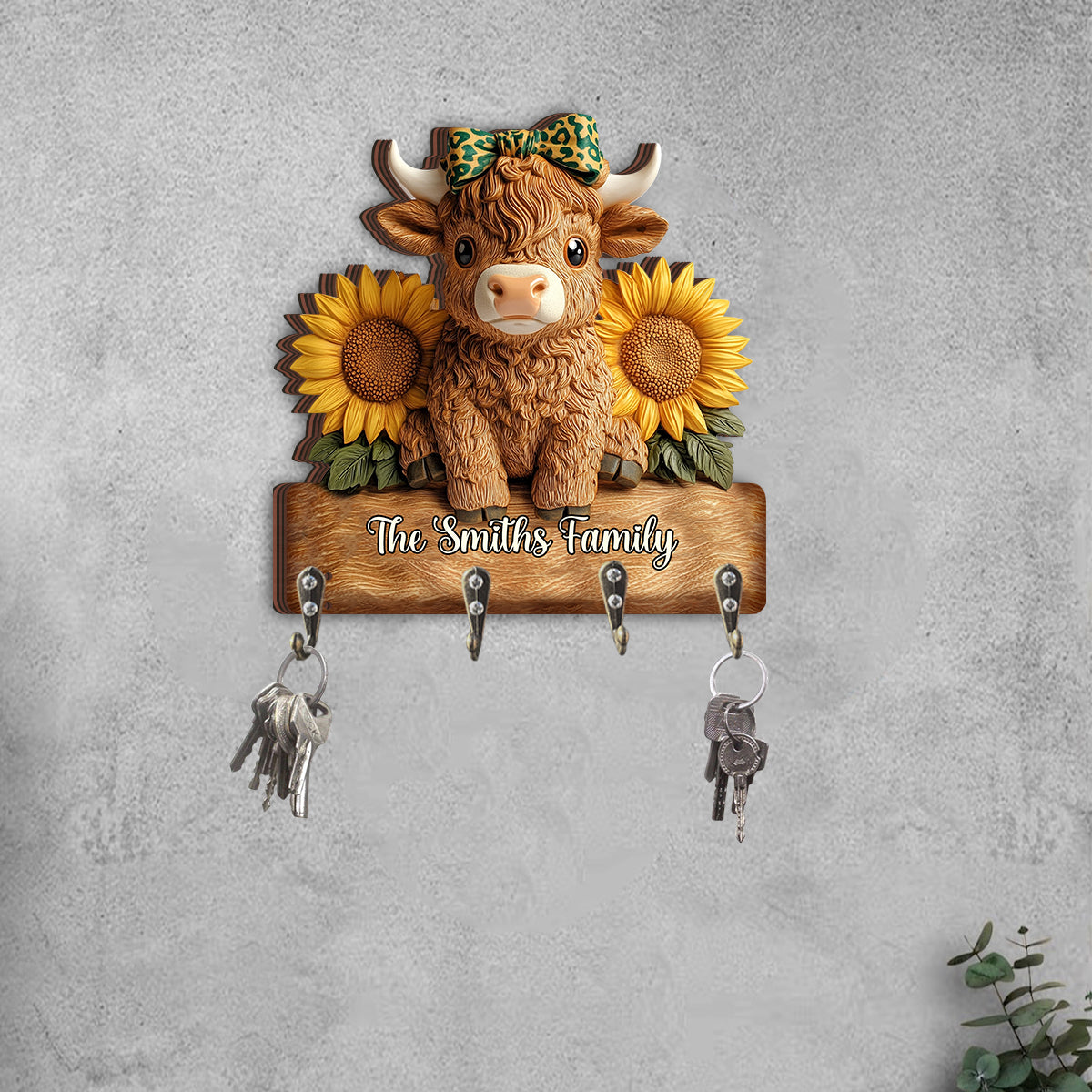 J'adore les vaches des Highlands ! Porte-clés personnalisé en forme de vache des Highlands