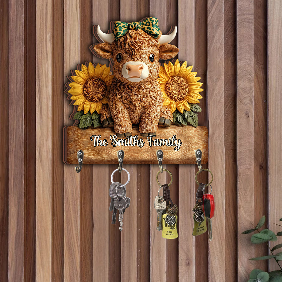 J'adore les vaches des Highlands ! Porte-clés personnalisé en forme de vache des Highlands