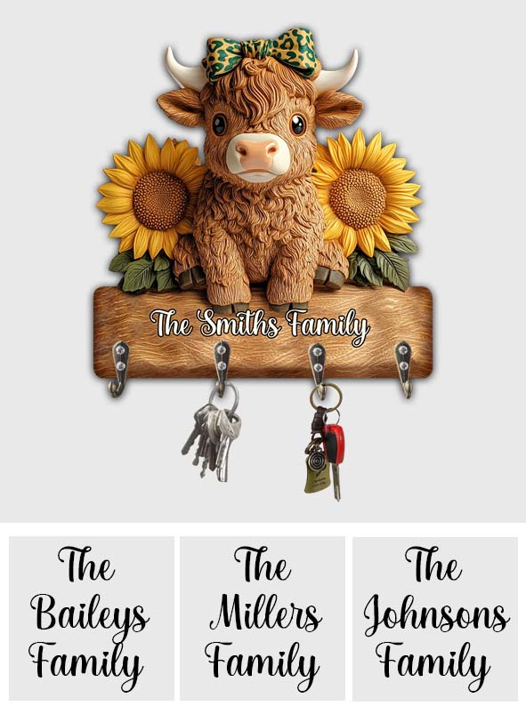 J'adore les vaches des Highlands ! Porte-clés personnalisé en forme de vache des Highlands