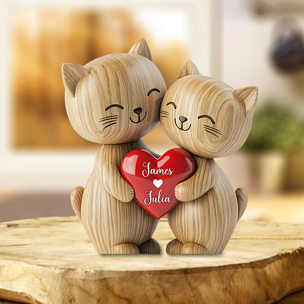 Cute Cat Couple - Personalized Cat Custom Shaped Acrylic Plaque