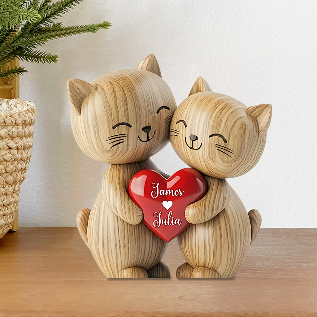 Cute Cat Couple - Personalized Cat Custom Shaped Acrylic Plaque