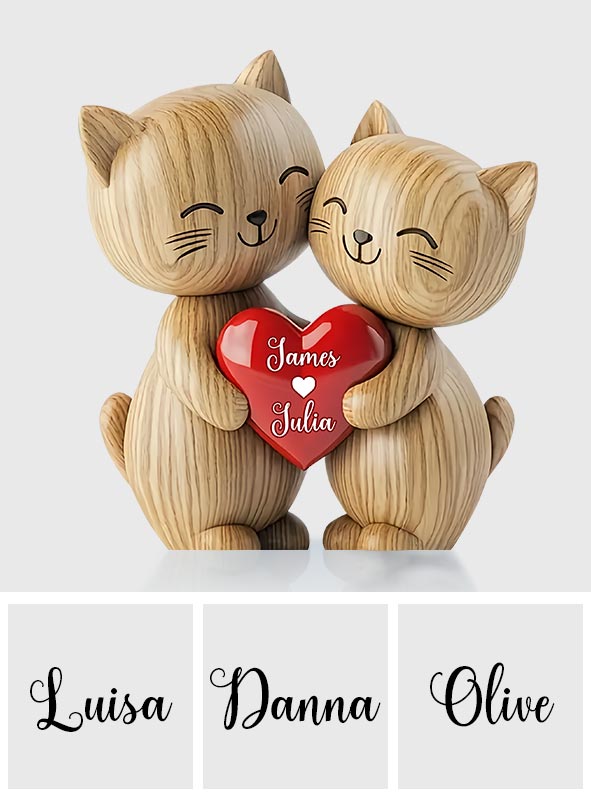 Cute Cat Couple - Personalized Cat Custom Shaped Acrylic Plaque
