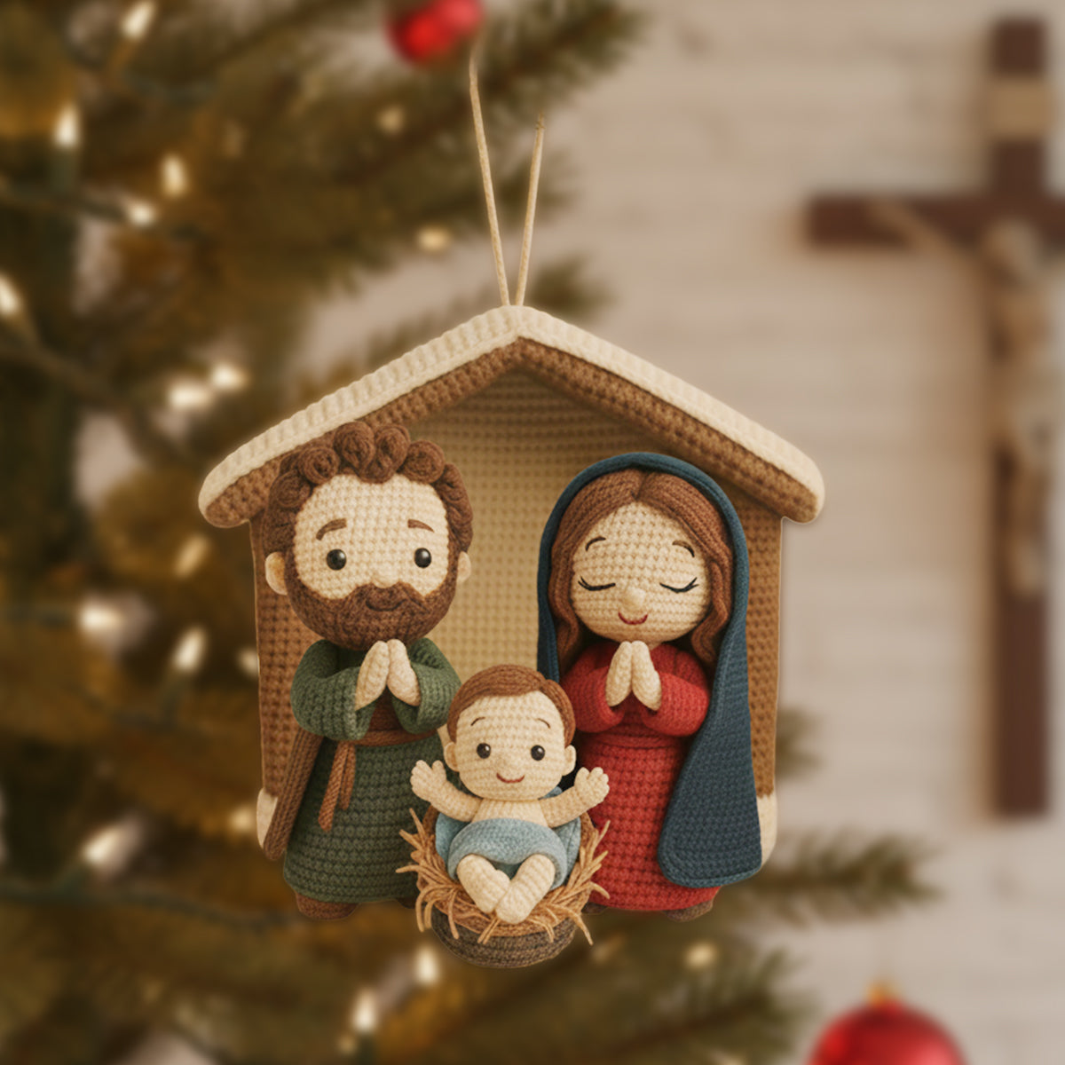 Nativity Scene Jesus - Personalized Christian Handmade Crochet Ornament