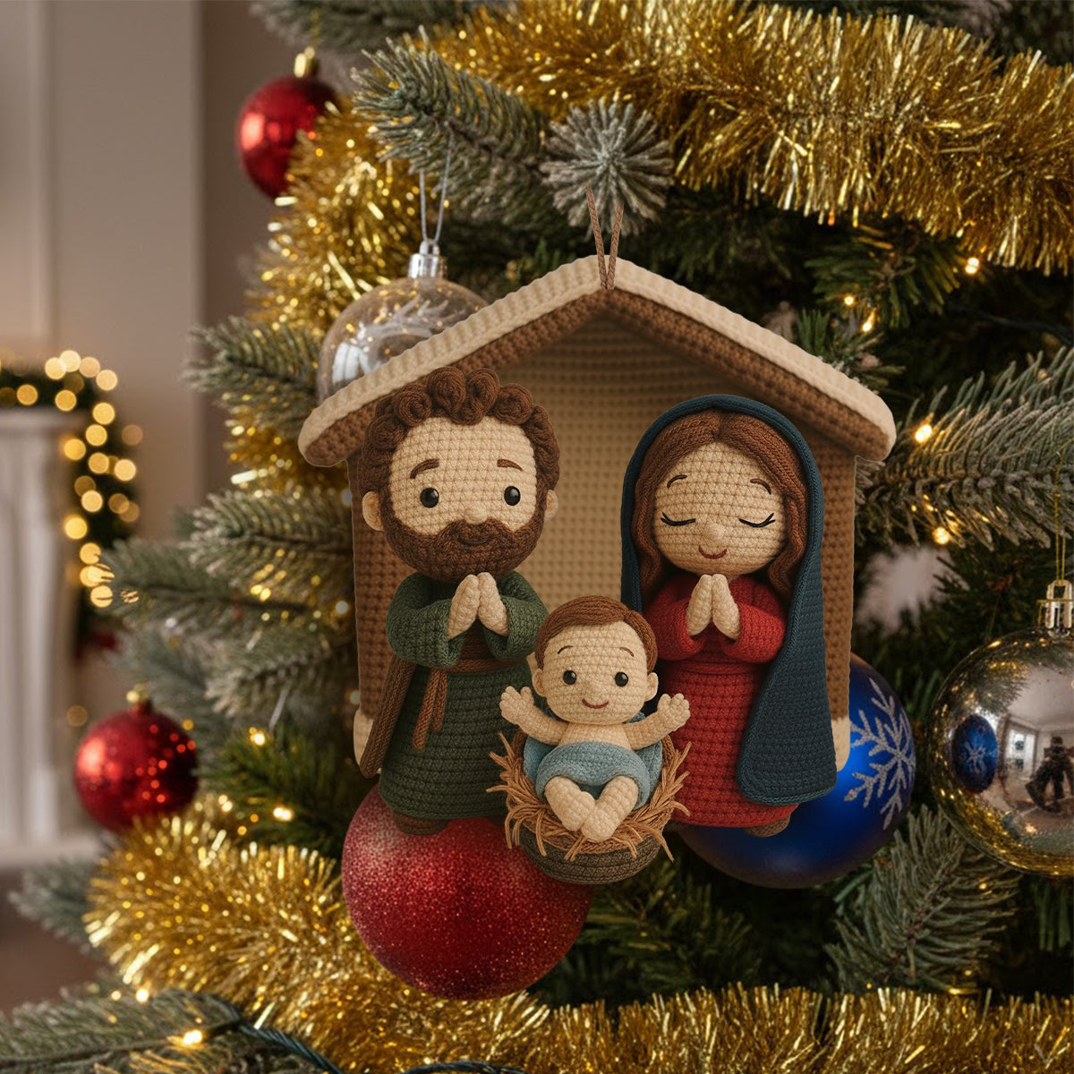 Nativity Scene Jesus - Personalized Christian Handmade Crochet Ornament