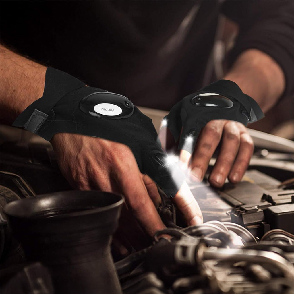 Gants avec lampe torche LED