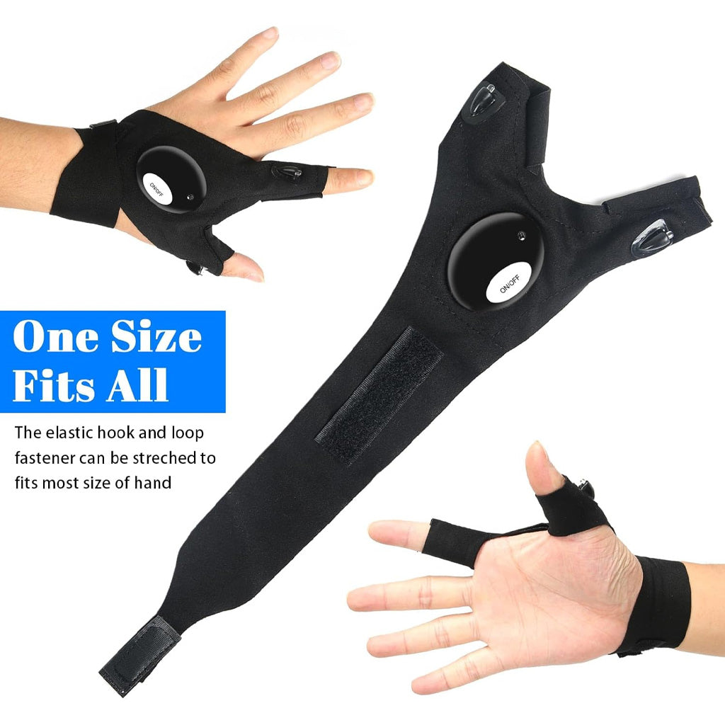 Gants avec lampe torche LED