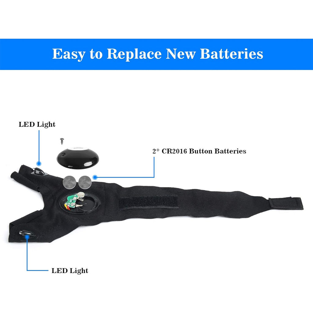 Gants avec lampe torche LED