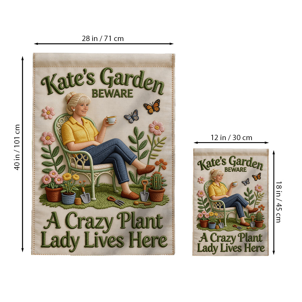A Crazy Plant Lady Lives Here - Personalized Gardening Garden Flag