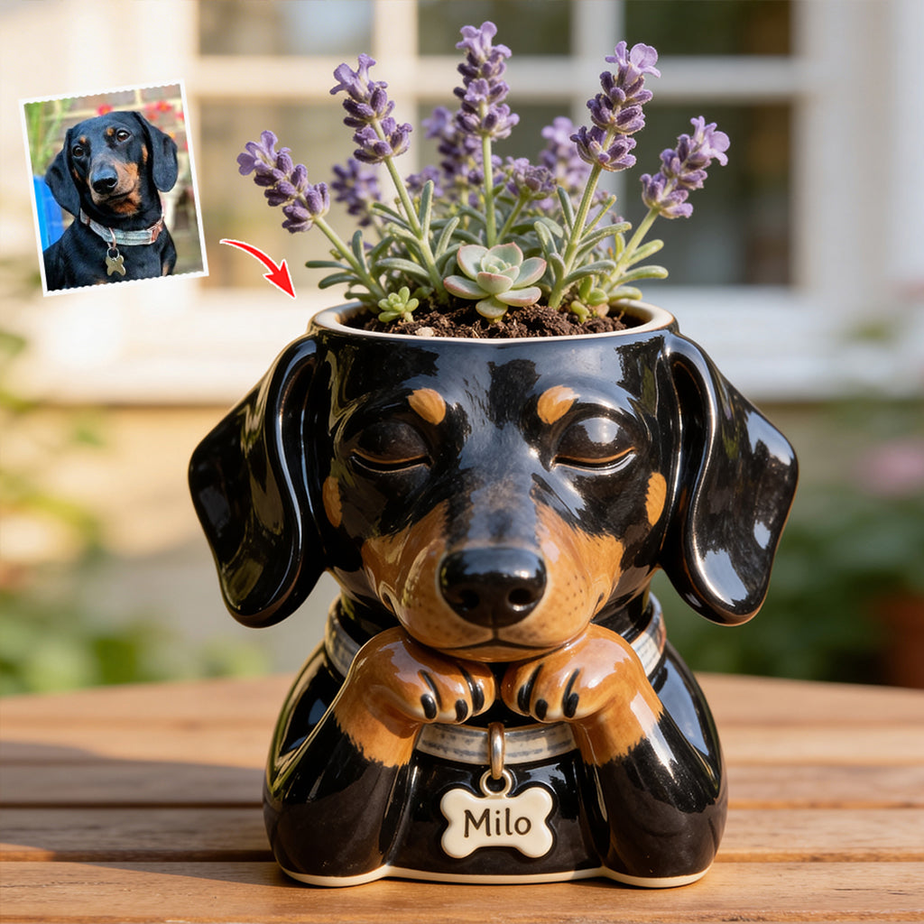 Cute Puppy Planter - Personalized Dog Acrylic Pot