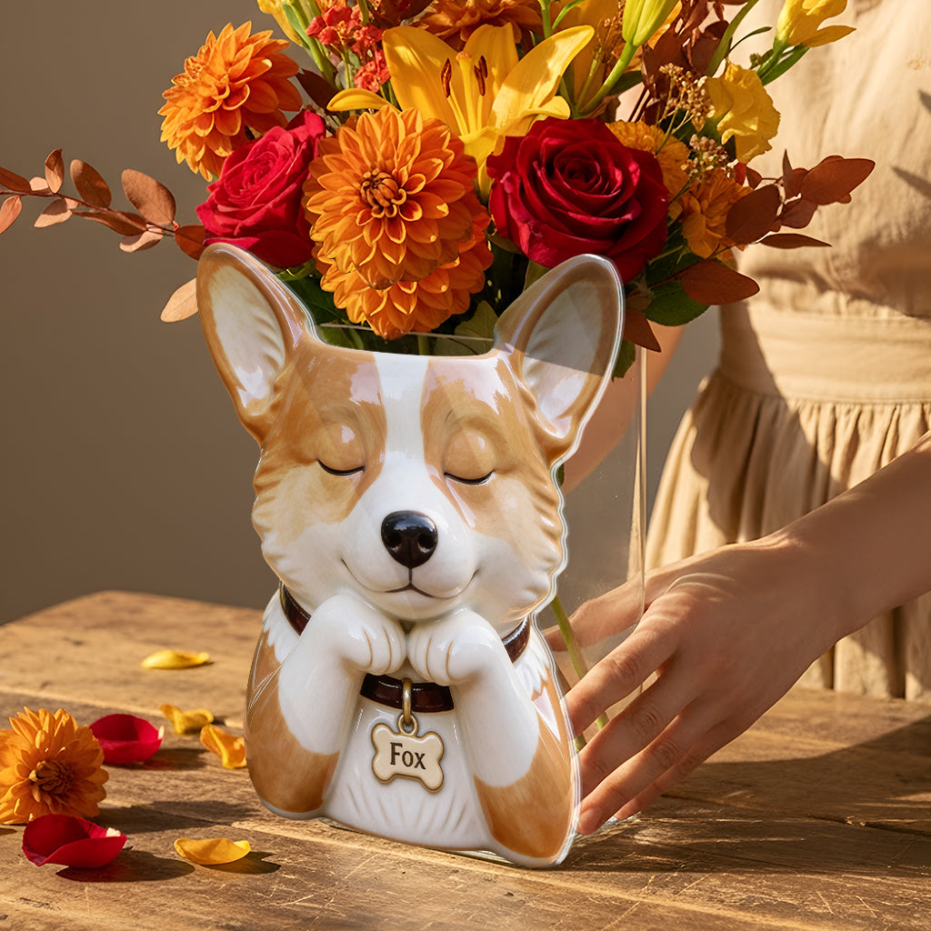 Cute Puppy Planter - Personalized Dog Acrylic Pot