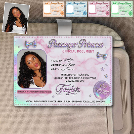Carte Princesse Passager - Clip de Pare-Soleil Personnalisé en Forme de Couple