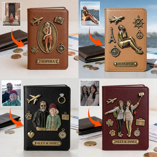 J'adore voyager - Porte-passeport de voyage personnalisé