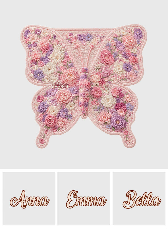 Soft Wings, Blooming Flowers, Peaceful Nights - Personalized Butterfly Shaped Fleece Blanket