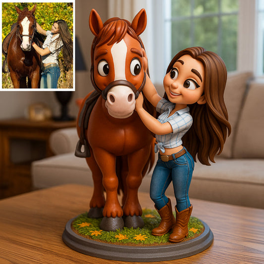 Plaque acrylique personnalisée en forme de cheval, style cartoon - J'adore les chevaux