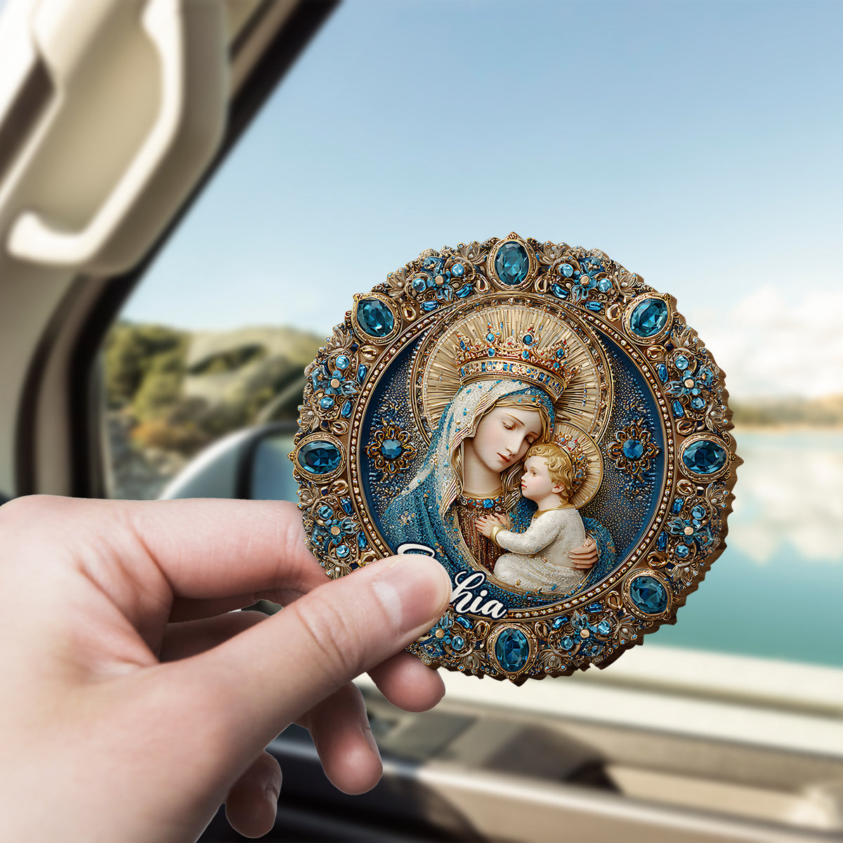 Plein de grâce - Clip de pare-soleil de voiture personnalisé en forme chrétienne