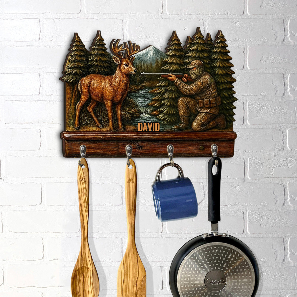 Deer Hunting - Personalized Hunting Custom Shaped Hanging Rack