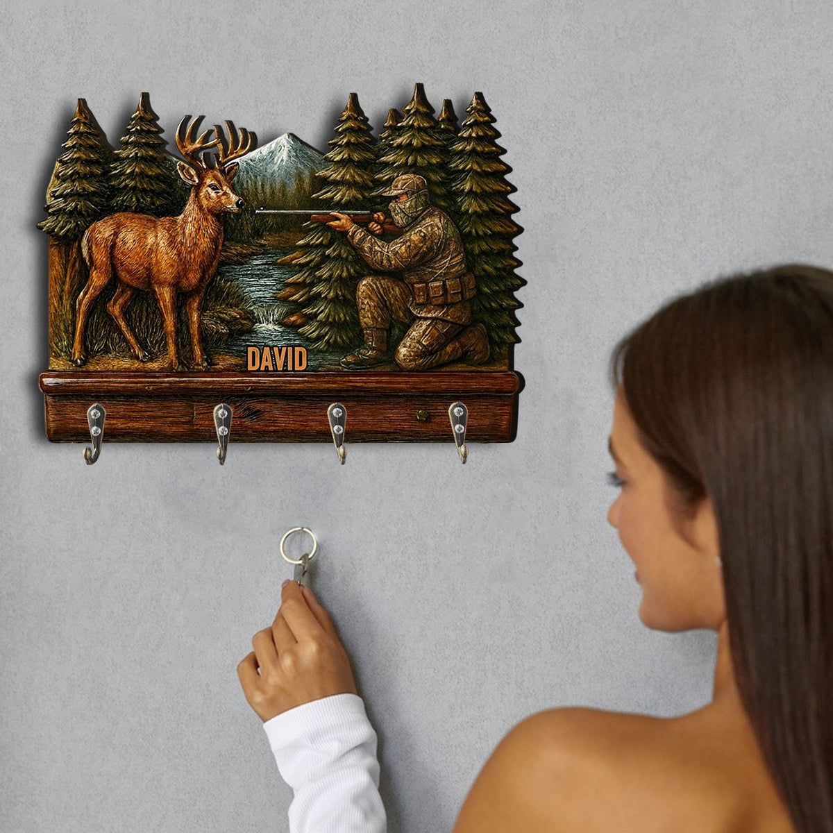 Deer Hunting - Personalized Hunting Custom Shaped Hanging Rack