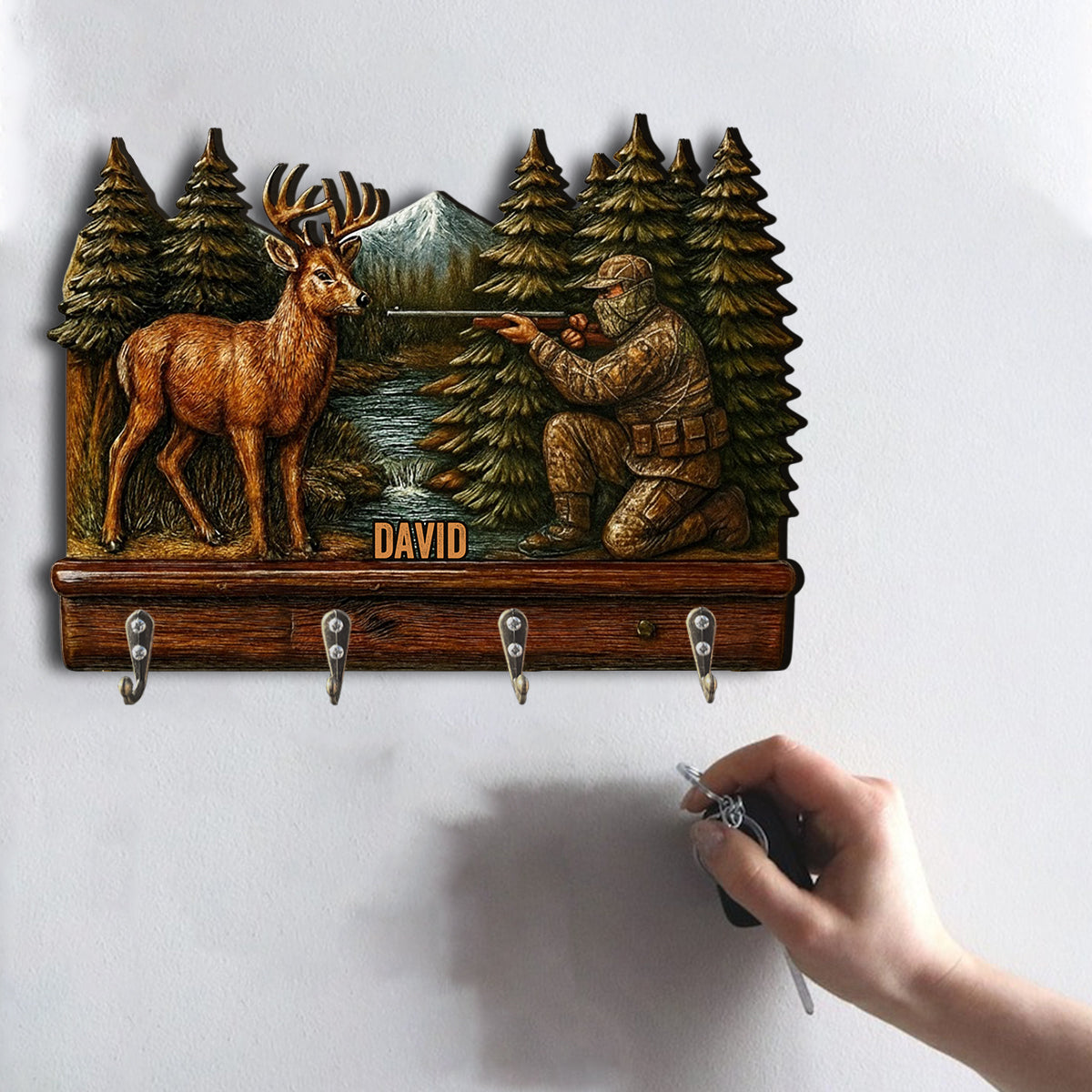 Deer Hunting - Personalized Hunting Custom Shaped Hanging Rack