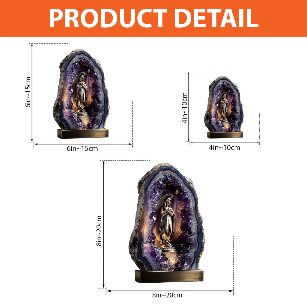 Plaque en acrylique personnalisée style améthyste représentant la Vierge Marie