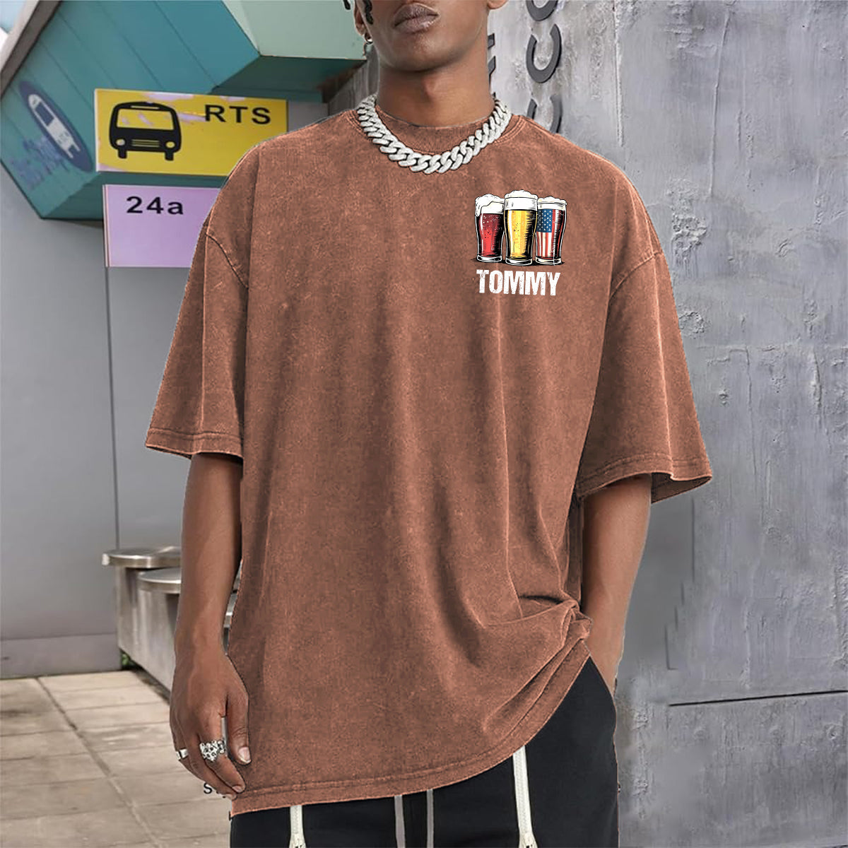 Red, White & Brew - Personalized Beer Wash T-Shirt