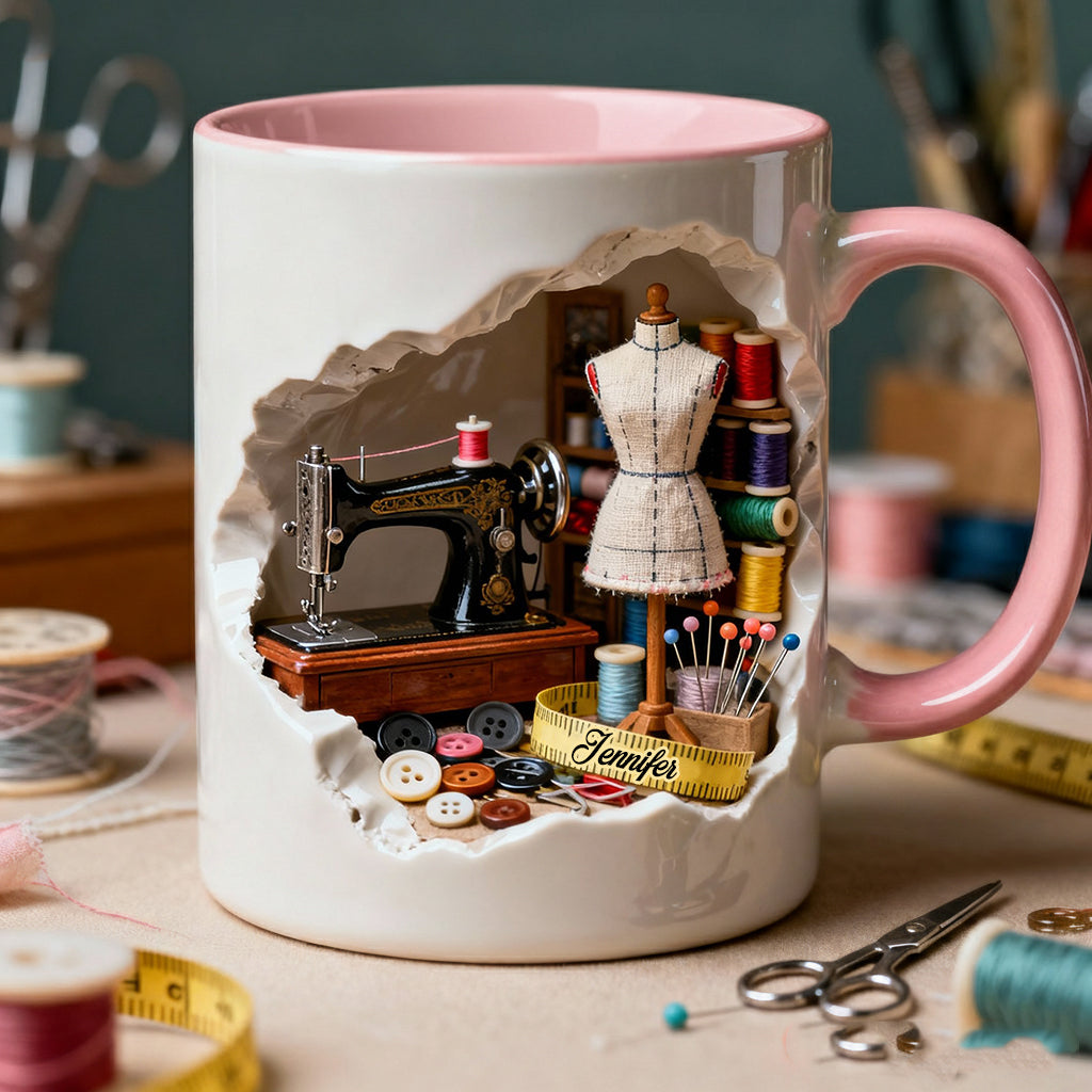Mug miniature personnalisé « Love Sewing »