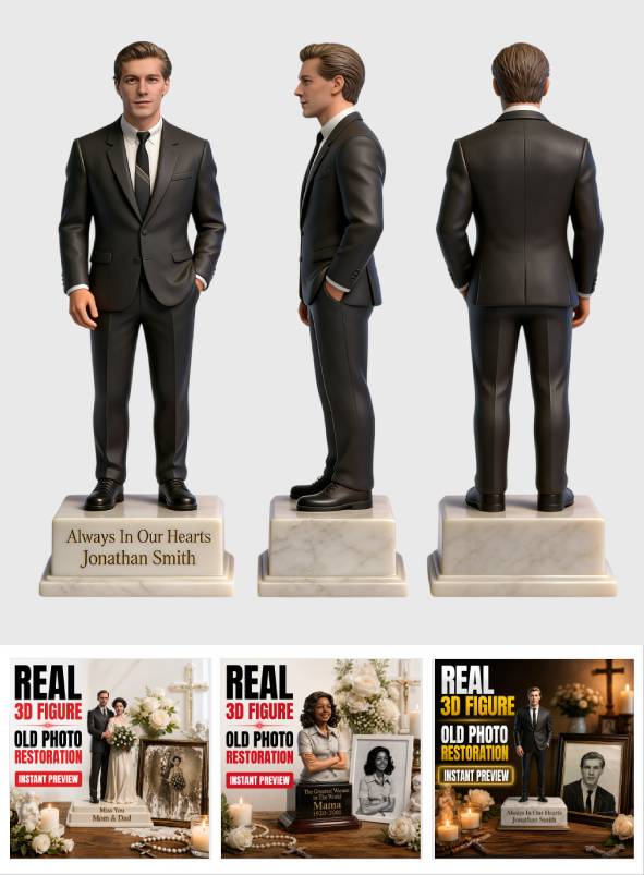 Ravivez les souvenirs, Restauration de photos anciennes - Figurine 3D personnalisée