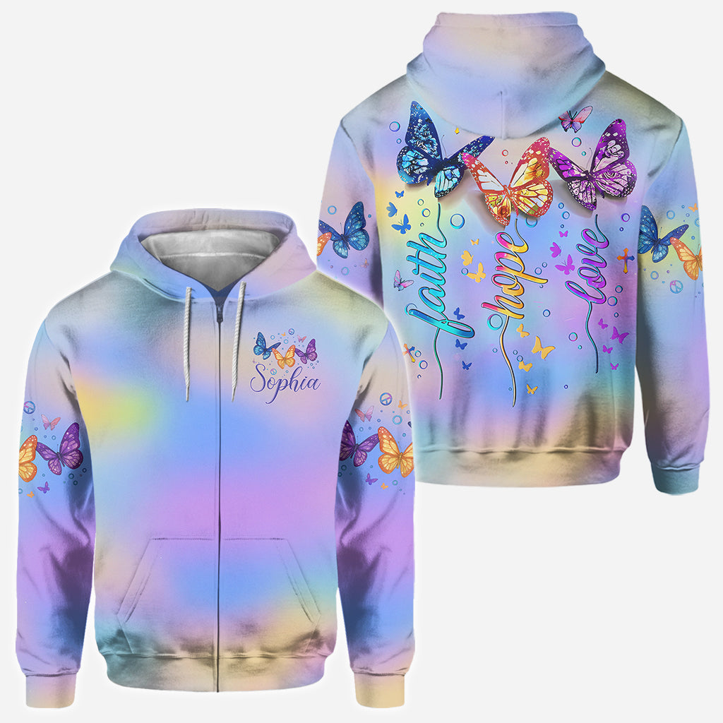 Fath Hope Love - Personalized Butterfly All Over Shirt