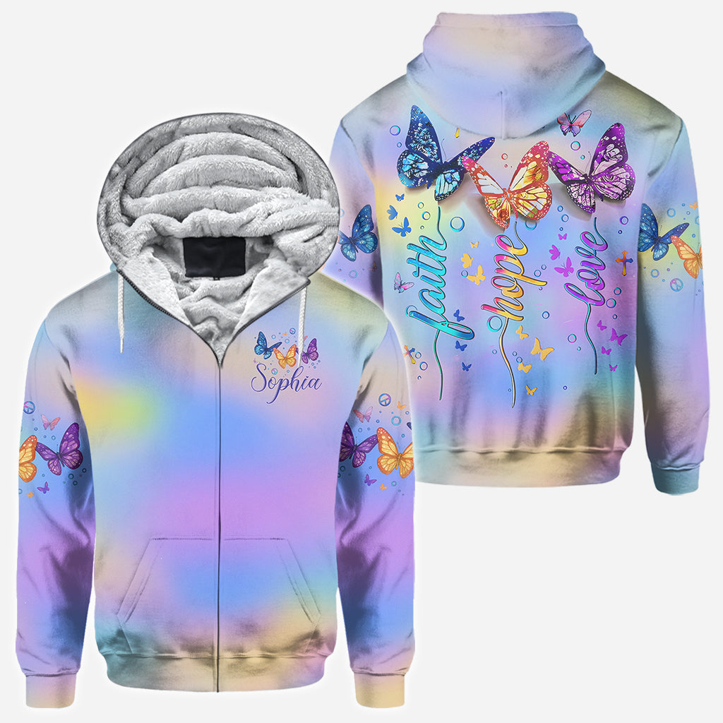 Fath Hope Love - Personalized Butterfly All Over Shirt