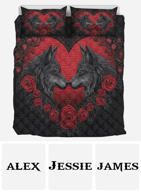 Toi et moi, on gère ça - Ensemble de courtepointe personnalisé avec loup