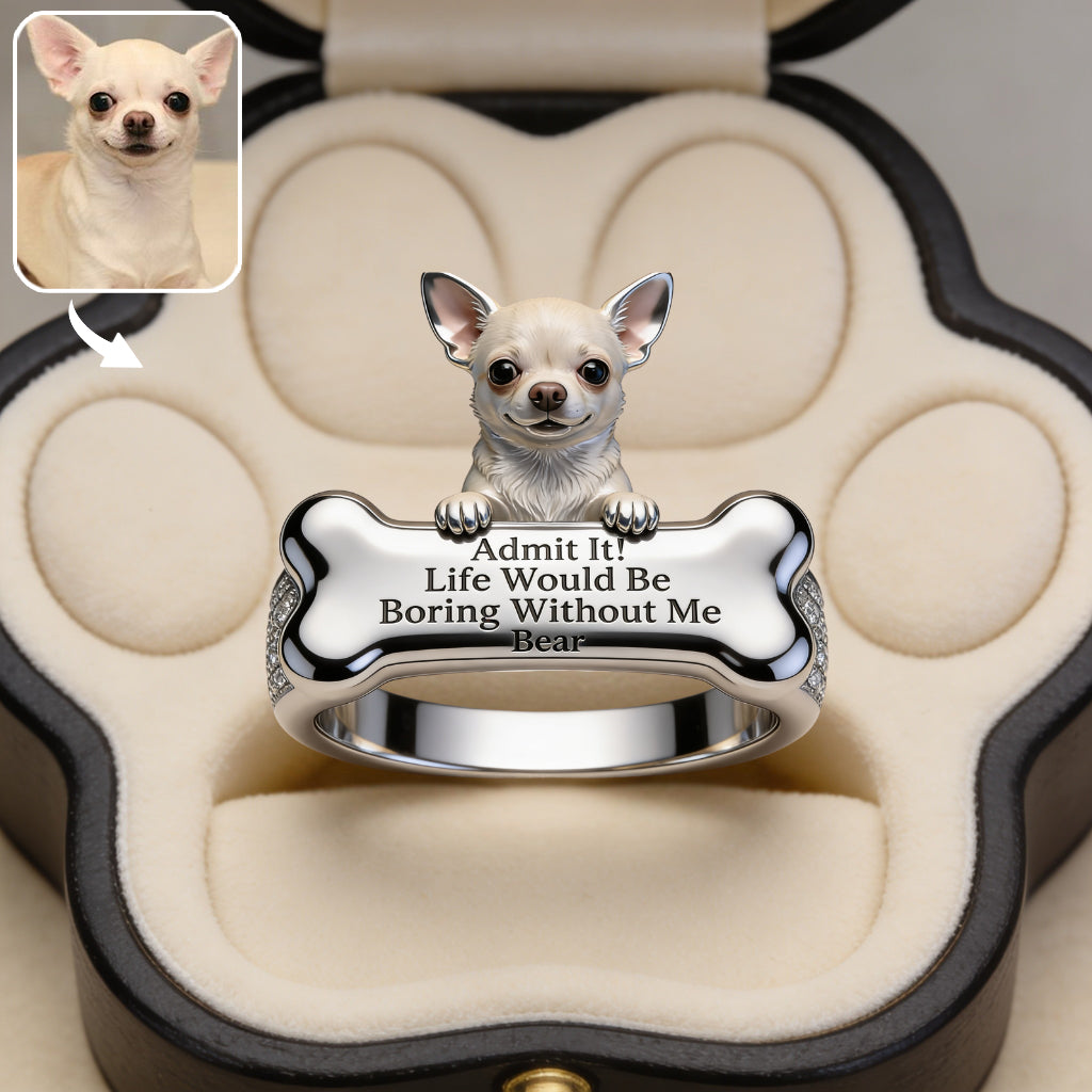 Bague Ajustable en Forme - Chien Personnalisé Amour Éternel