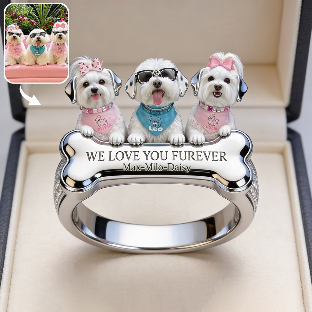 Bague Ajustable en Forme - Chien Personnalisé Amour Éternel