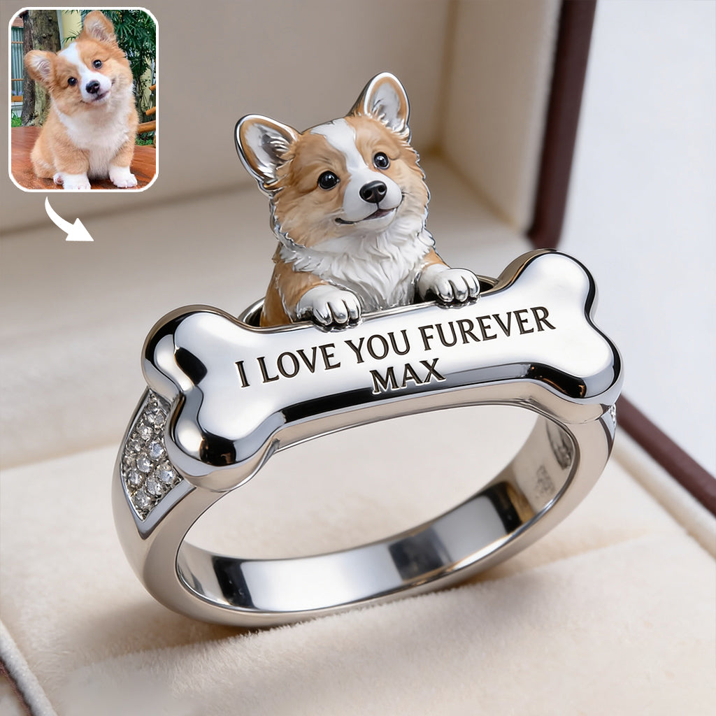 Bague Ajustable en Forme - Chien Personnalisé Amour Éternel